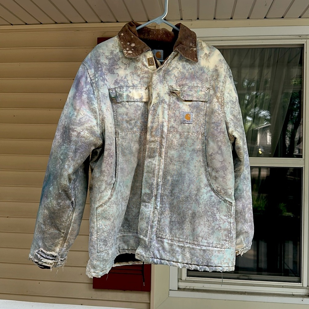 Vintage Carhart Chore Barn Coat, Lining INSULATED!, bleach dyed Men’s Large